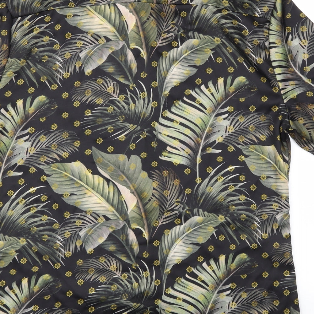 River Island Mens Green Floral   T-Shirt Size M