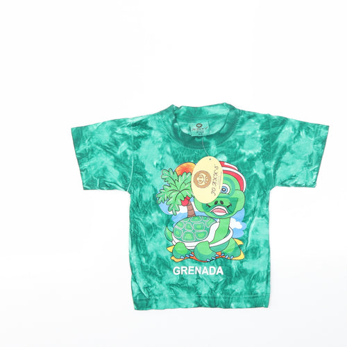 Preworn Boys Green Animal Print  Pullover T-Shirt Size 2 Years