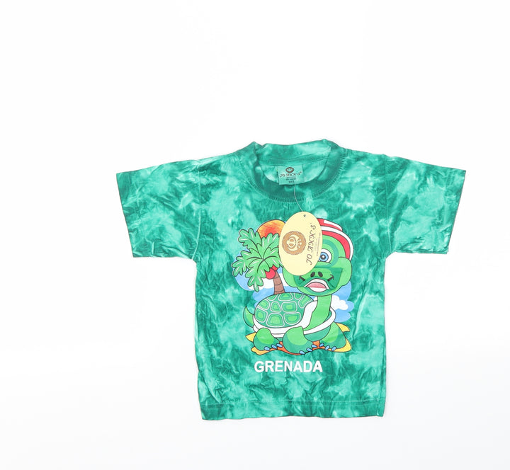 Preworn Boys Green Animal Print Pullover T-Shirt Size 2 Years