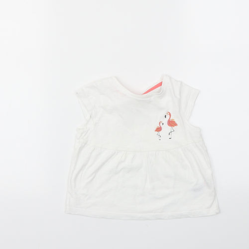 Nutmeg Girls White   Basic T-Shirt Size 12-18 Months