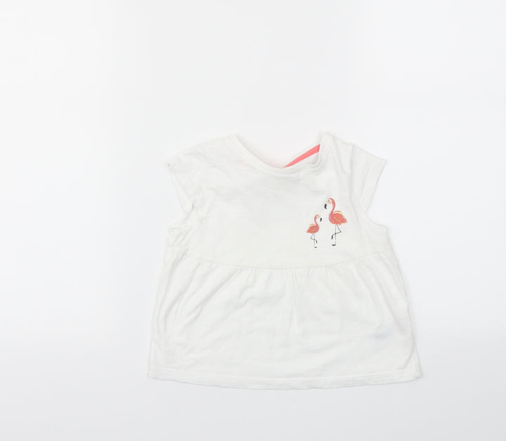 Nutmeg Girls White   Basic T-Shirt Size 12-18 Months