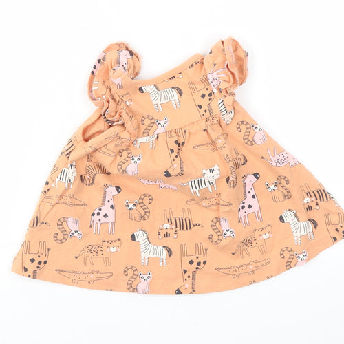 George Girls Orange Animal Print  Basic T-Shirt Size 12-18 Months