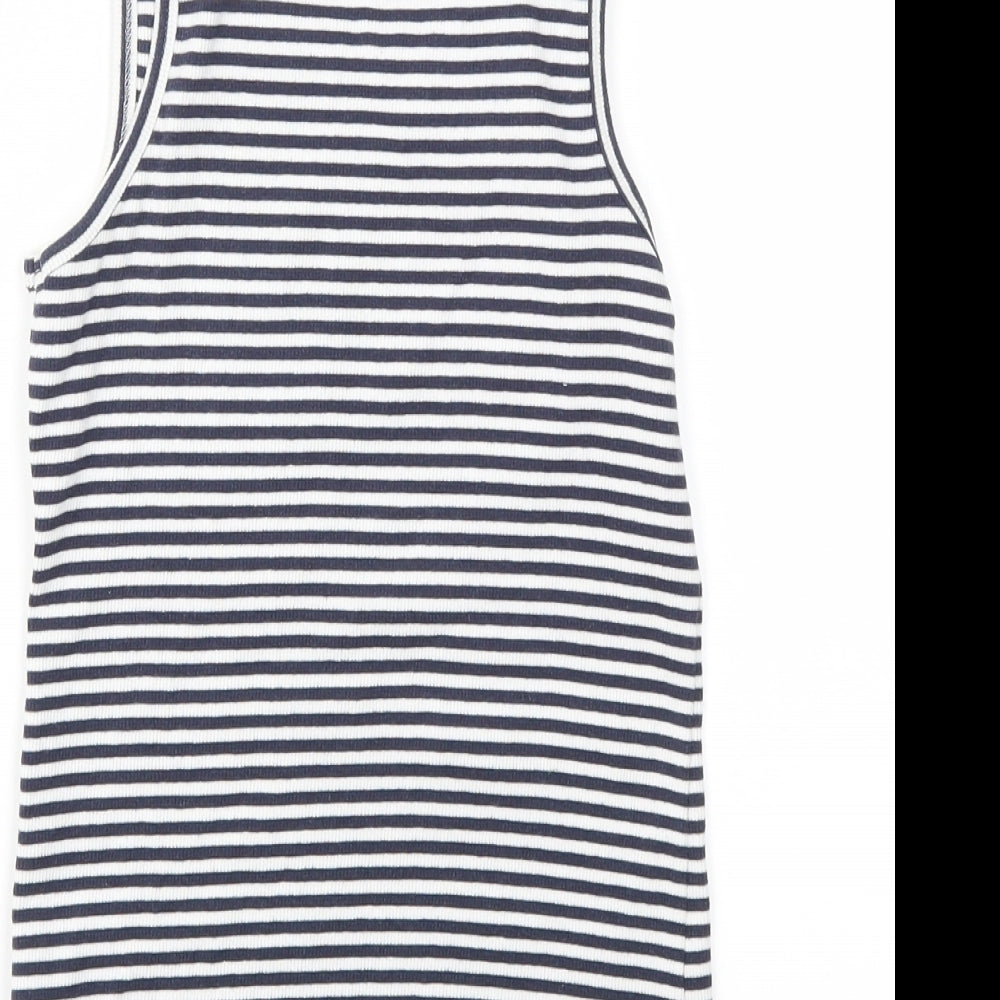 NEXT Girls Blue Striped  Basic T-Shirt Size 9 Years