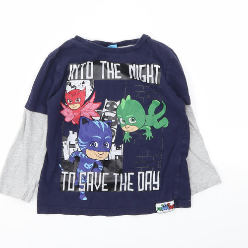 George Boys Blue Animal Print  Basic T-Shirt Size 3-4 Years