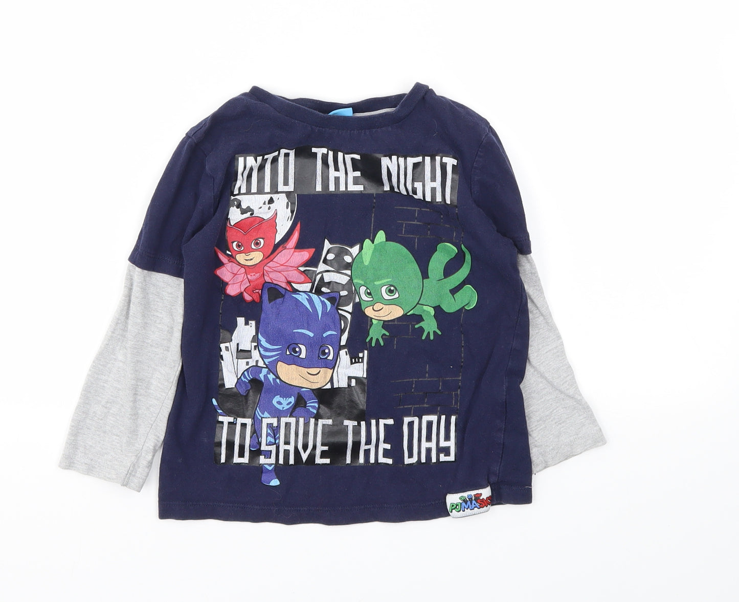 George Boys Blue Animal Print  Basic T-Shirt Size 3-4 Years