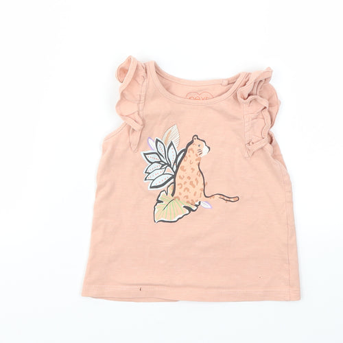 NEXT Girls Pink Animal Print  Basic T-Shirt Size 12-18 Months