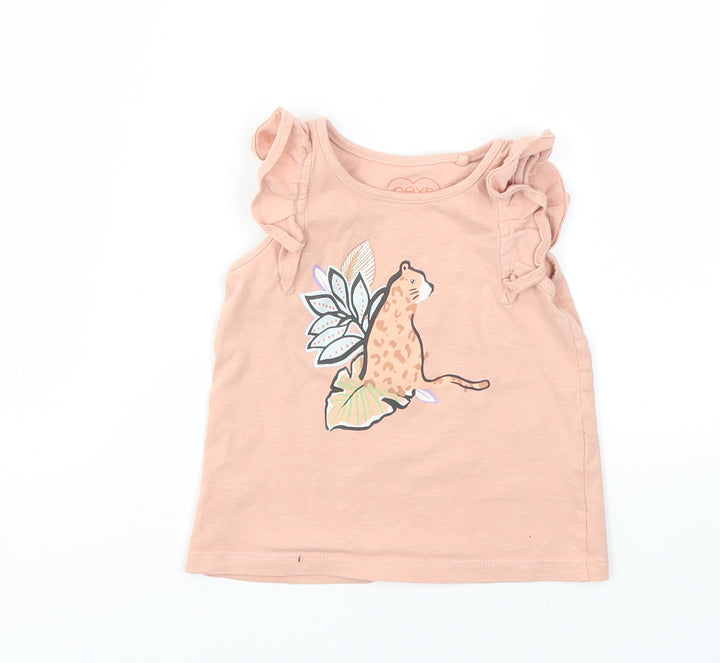 NEXT Girls Pink Animal Print  Basic T-Shirt Size 12-18 Months