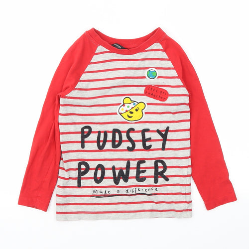 George Girls Red Striped  Basic T-Shirt Size 4-5 Years