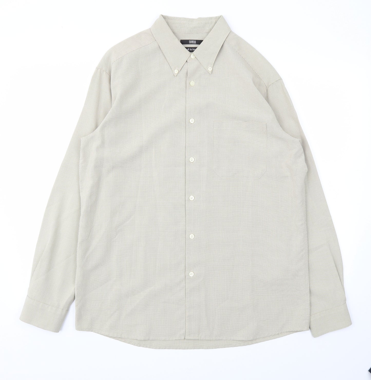 M&S Mens Beige    Dress Shirt Size M