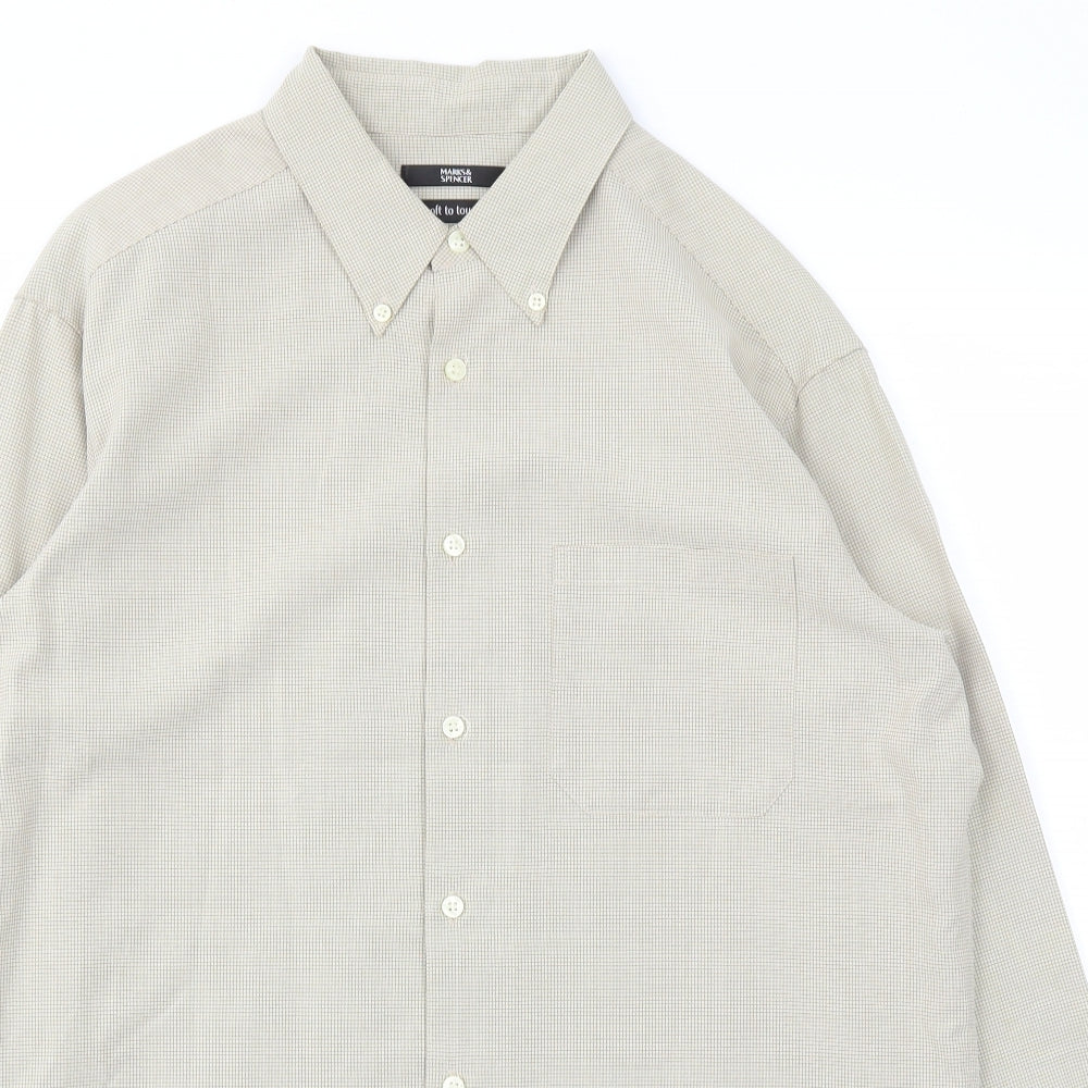 M&S Mens Beige    Dress Shirt Size M