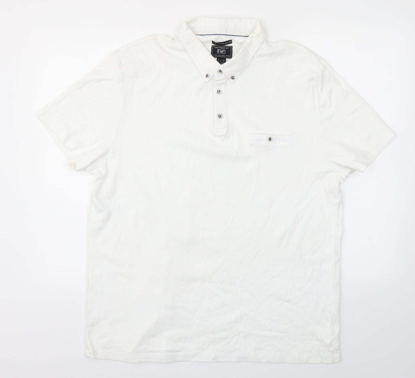F&F Mens White    Polo Size XL