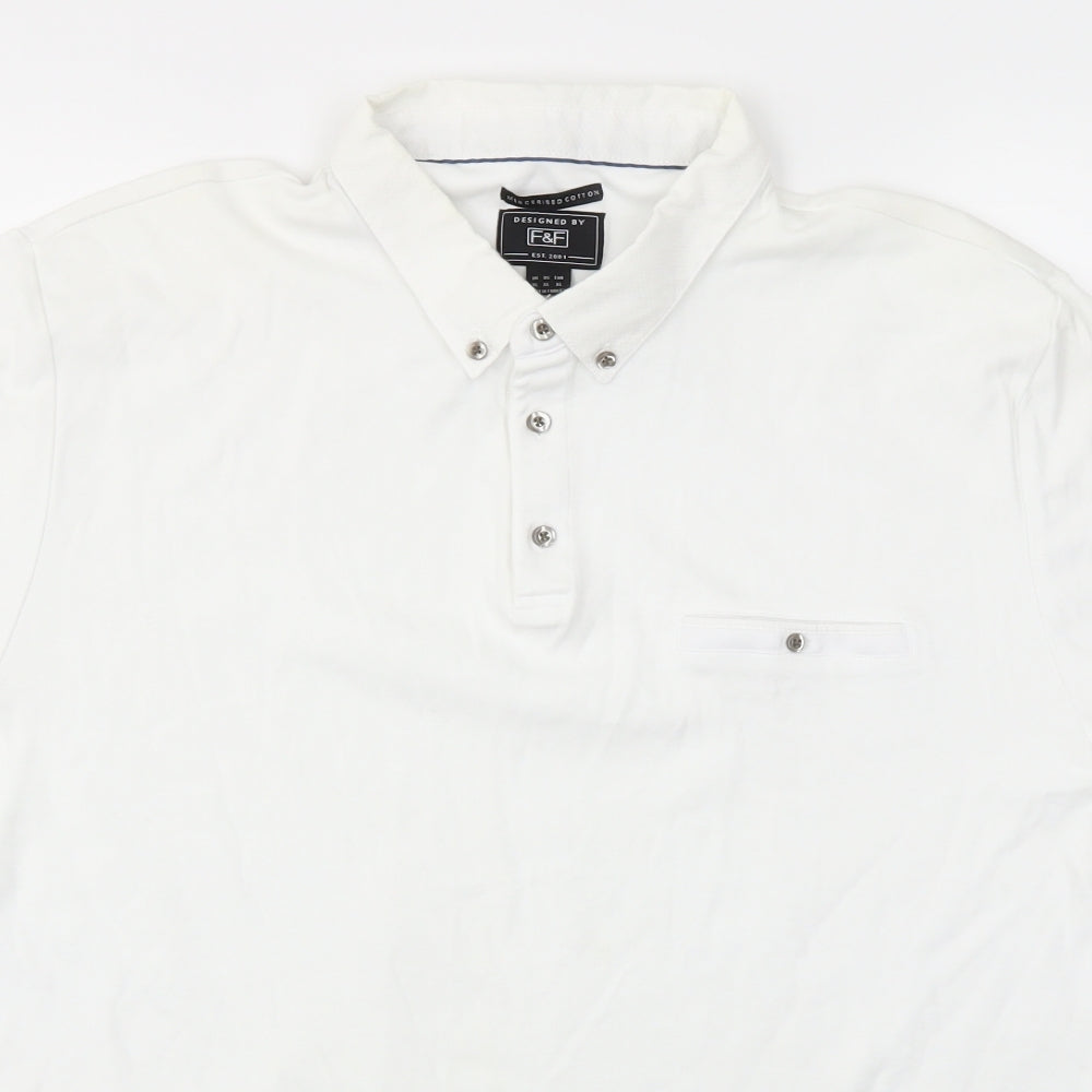 F&F Mens White    Polo Size XL