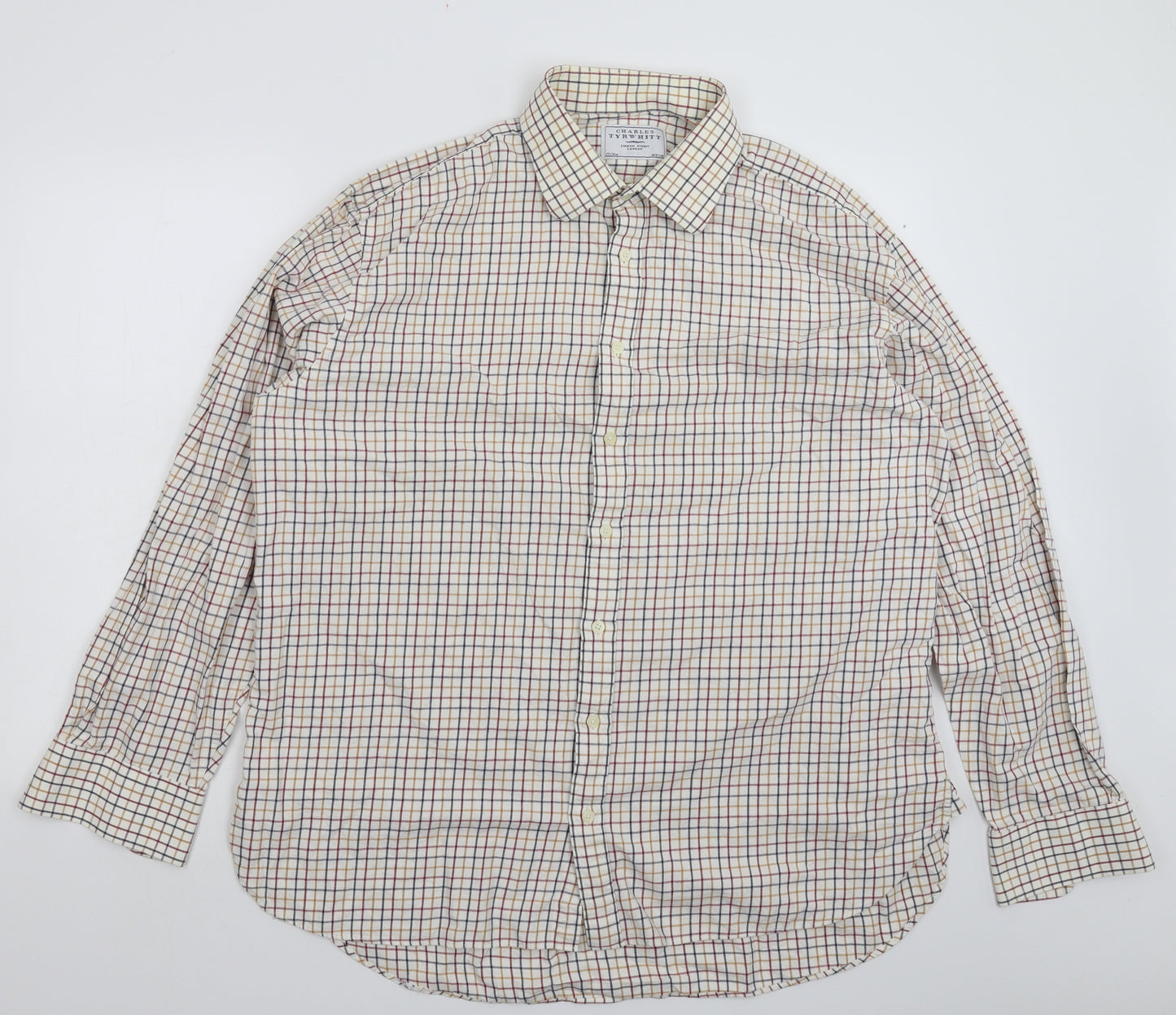 Charles Tyrwhitt Mens White Check   Dress Shirt Size 17.5