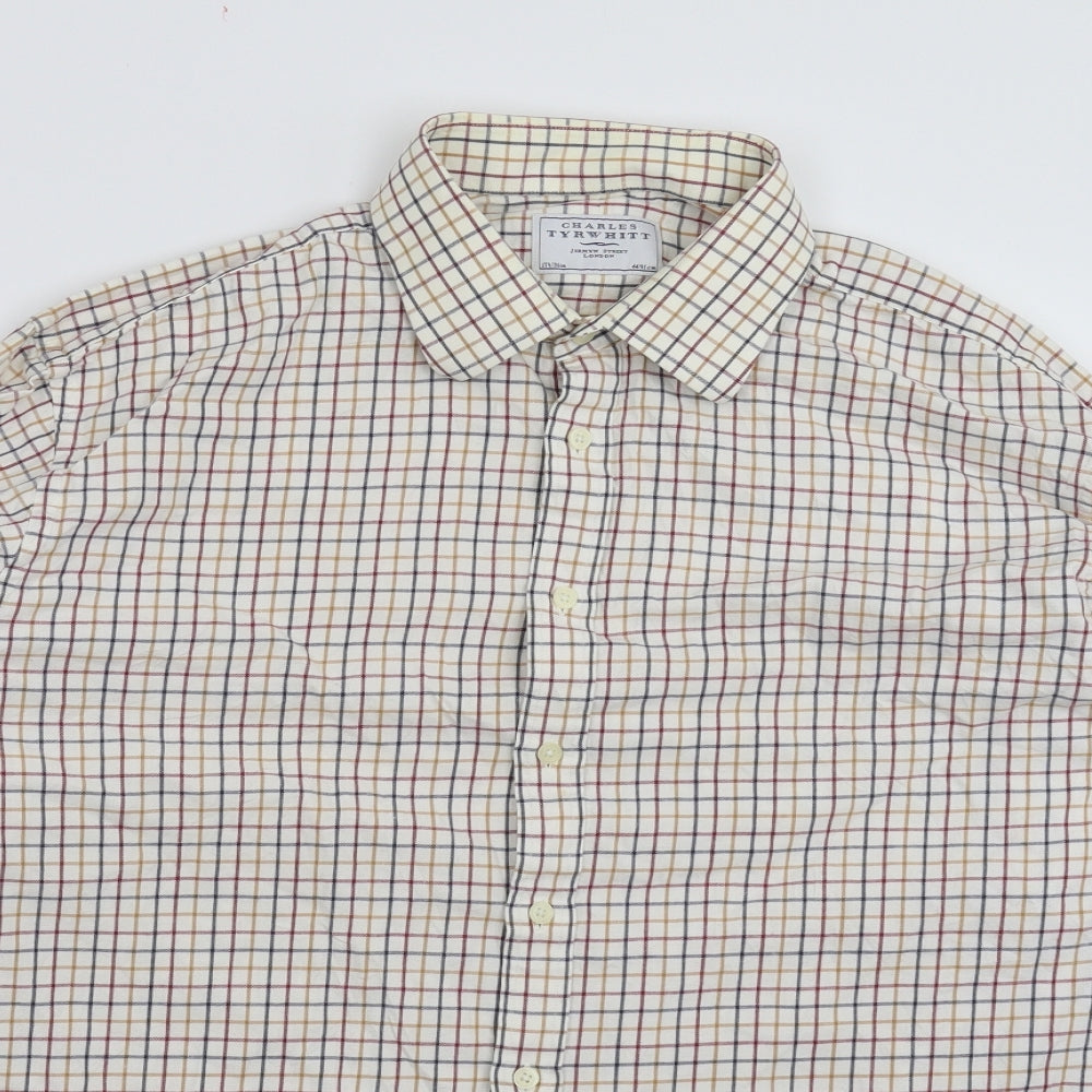 Charles Tyrwhitt Mens White Check   Dress Shirt Size 17.5