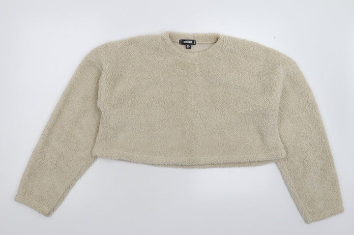 Missguided Womens Grey Fleece Pullover Jumper Size 8 - Oversized