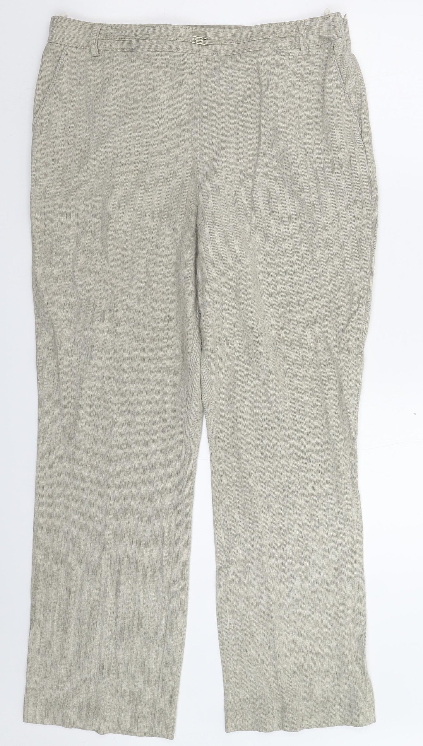 Marks and Spencer Womens Grey Herringbone  Trousers  Size 16 L30 in