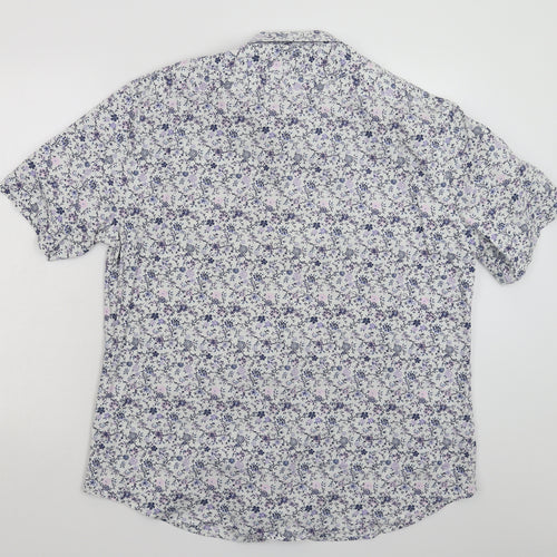 Jeff Banks Mens White Floral   Button-Up Size XL