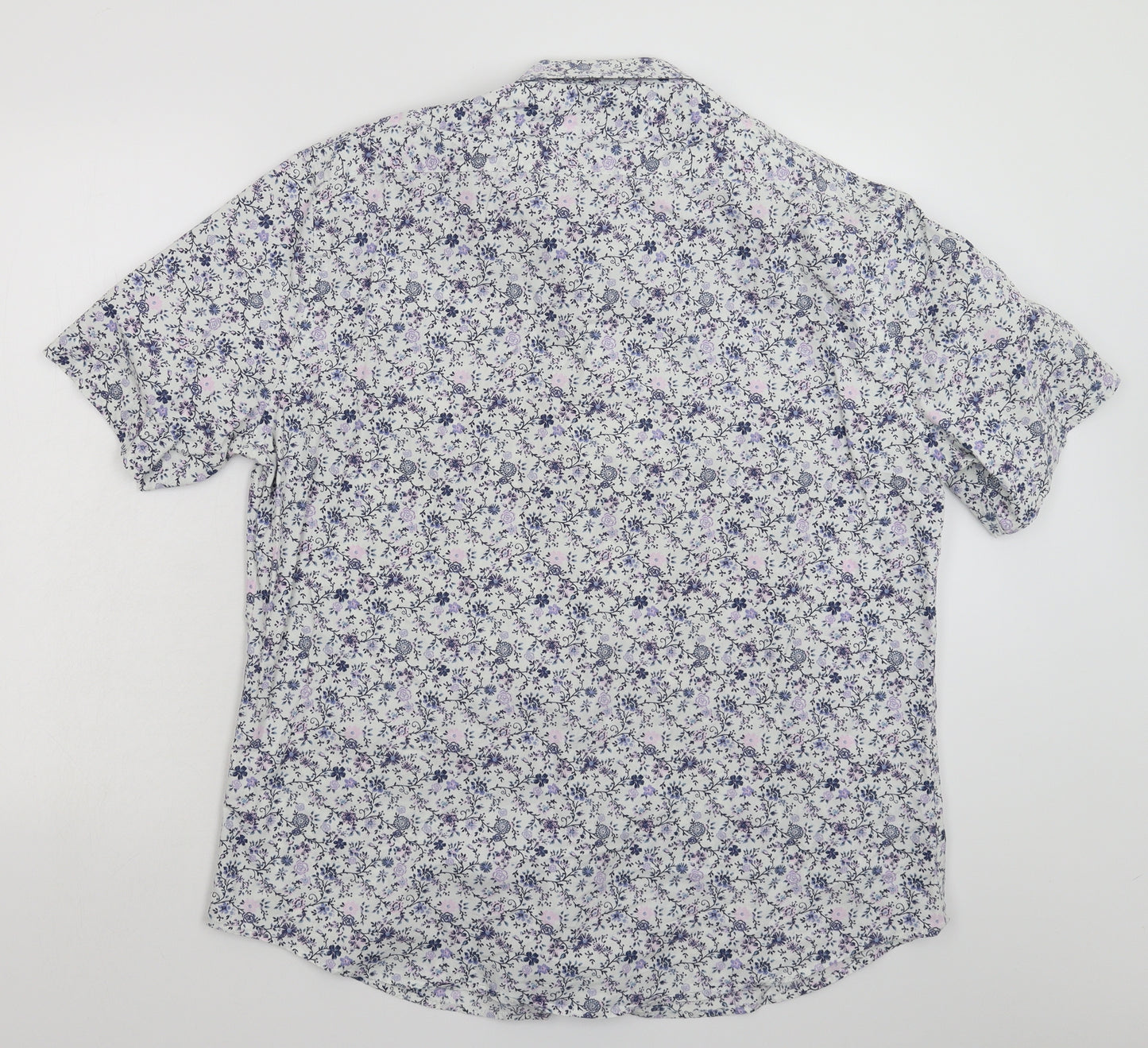 Jeff Banks Mens White Floral   Button-Up Size XL