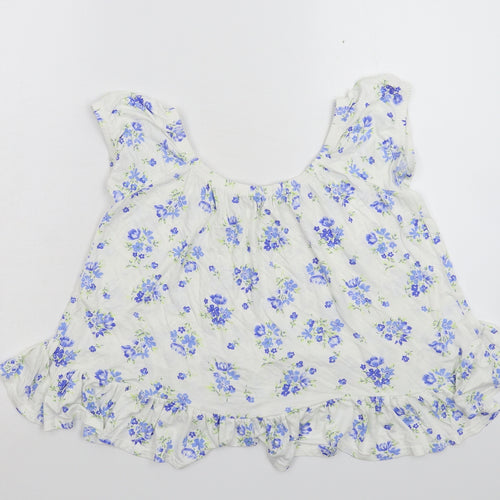 Boohoo Womens White Floral  Basic T-Shirt Size 8
