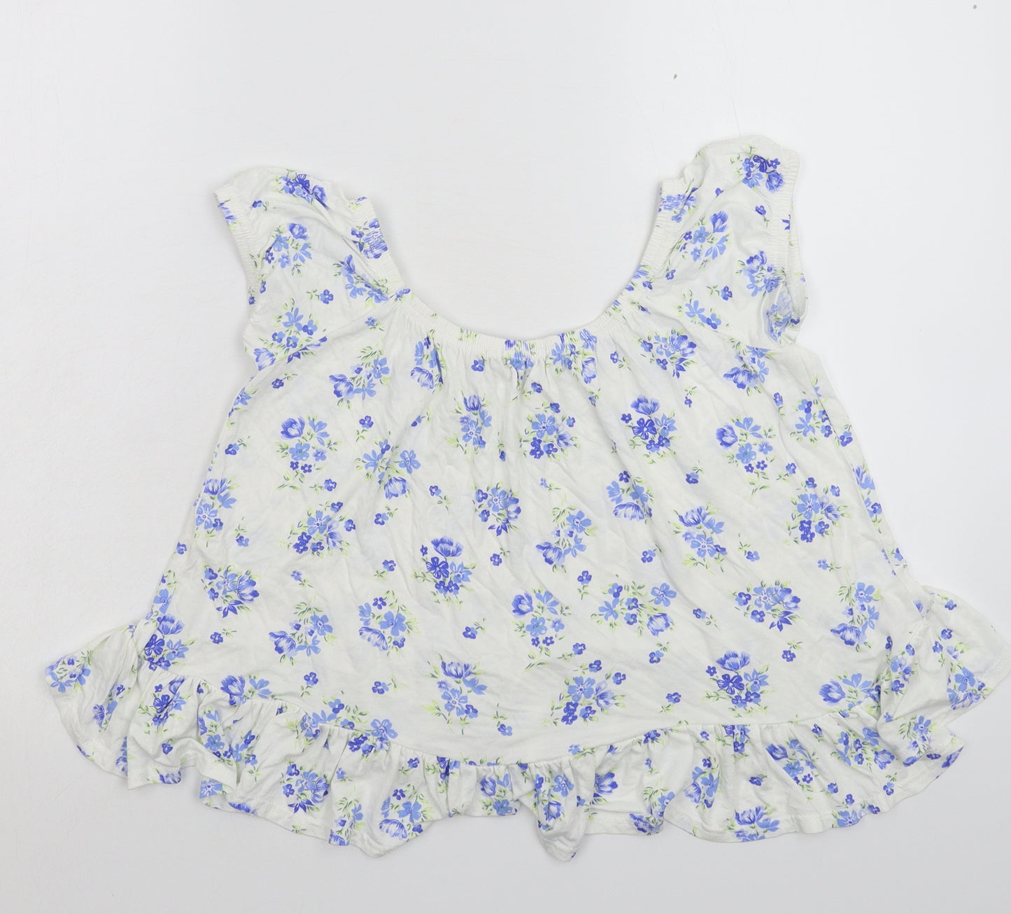 Boohoo Womens White Floral  Basic T-Shirt Size 8