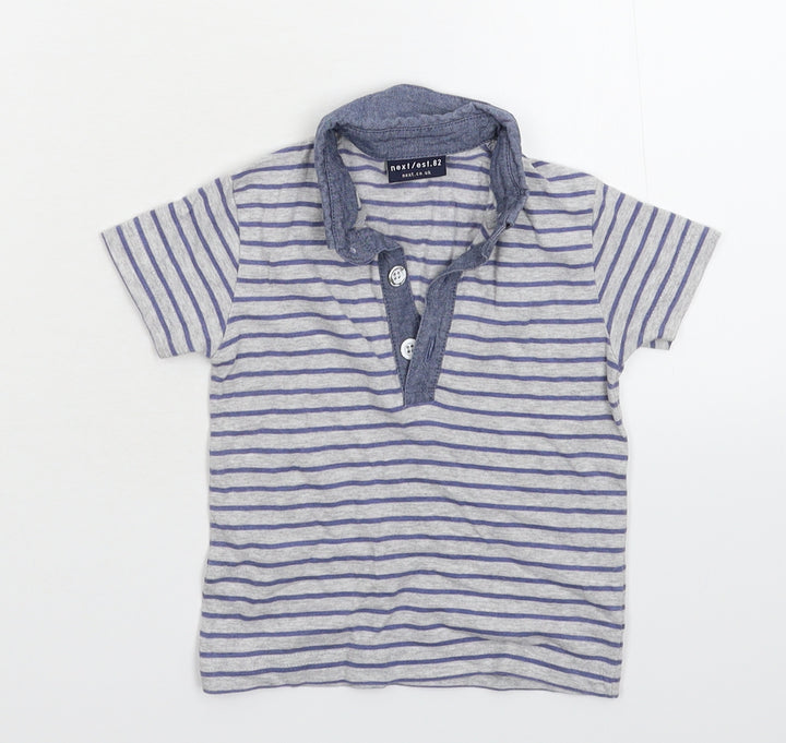 NEXT Baby Grey Striped Basic Polo Size 6-9 Months