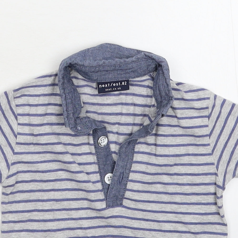 NEXT Baby Grey Striped  Basic Polo Size 6-9 Months
