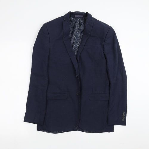 Red Herring Mens Blue Check  Jacket Suit Jacket Size 36