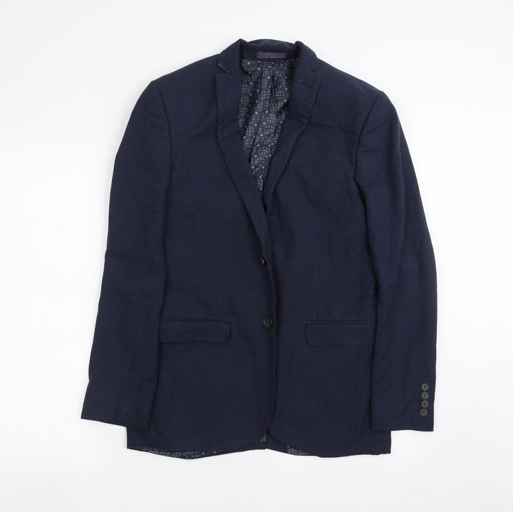 Red Herring Mens Blue Check  Jacket Suit Jacket Size 36