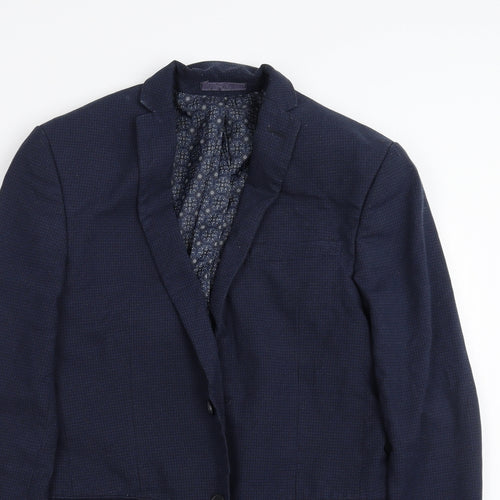 Red Herring Mens Blue Check  Jacket Suit Jacket Size 36