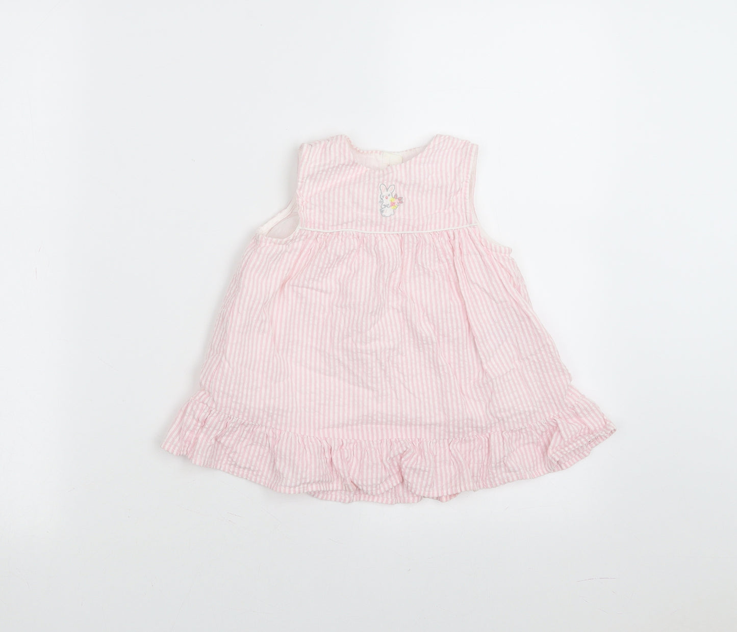 Little Nutmeg Baby Pink Striped  A-Line  Size 12-18 Months  - rabbit