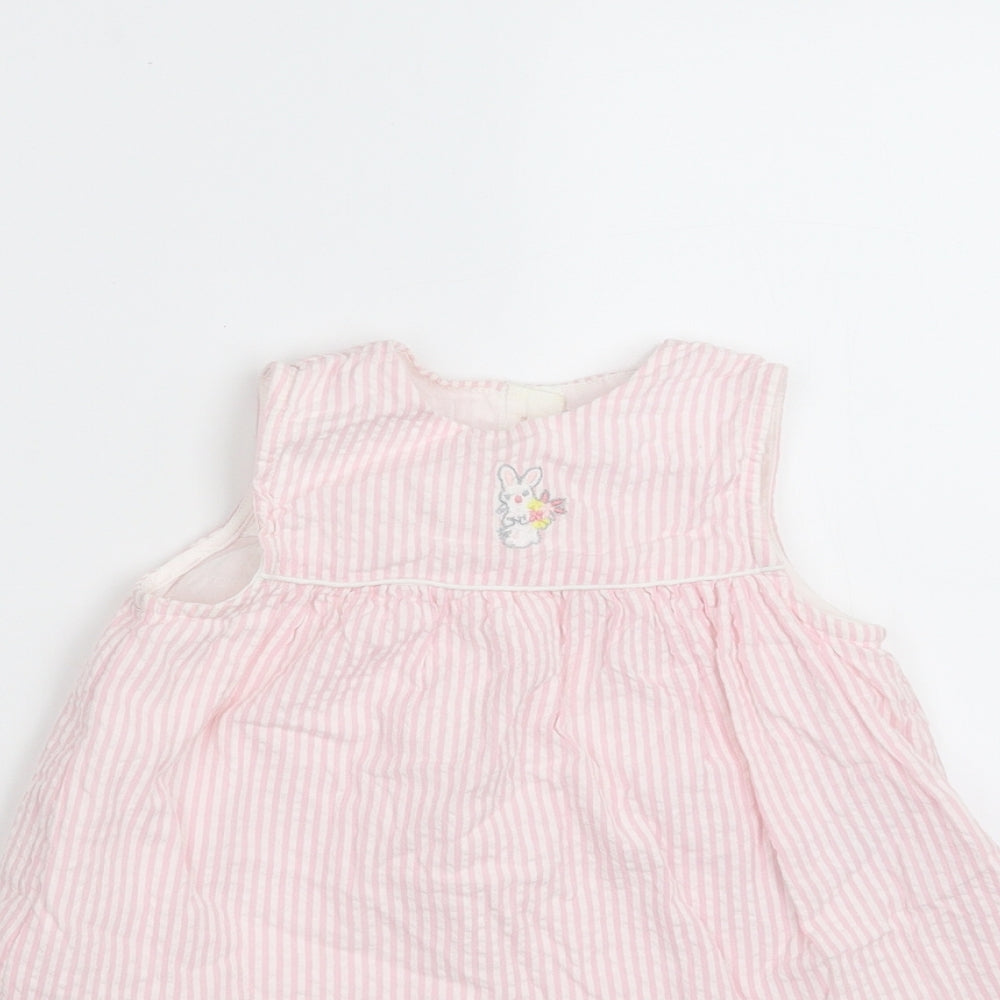 Little Nutmeg Baby Pink Striped  A-Line  Size 12-18 Months  - rabbit