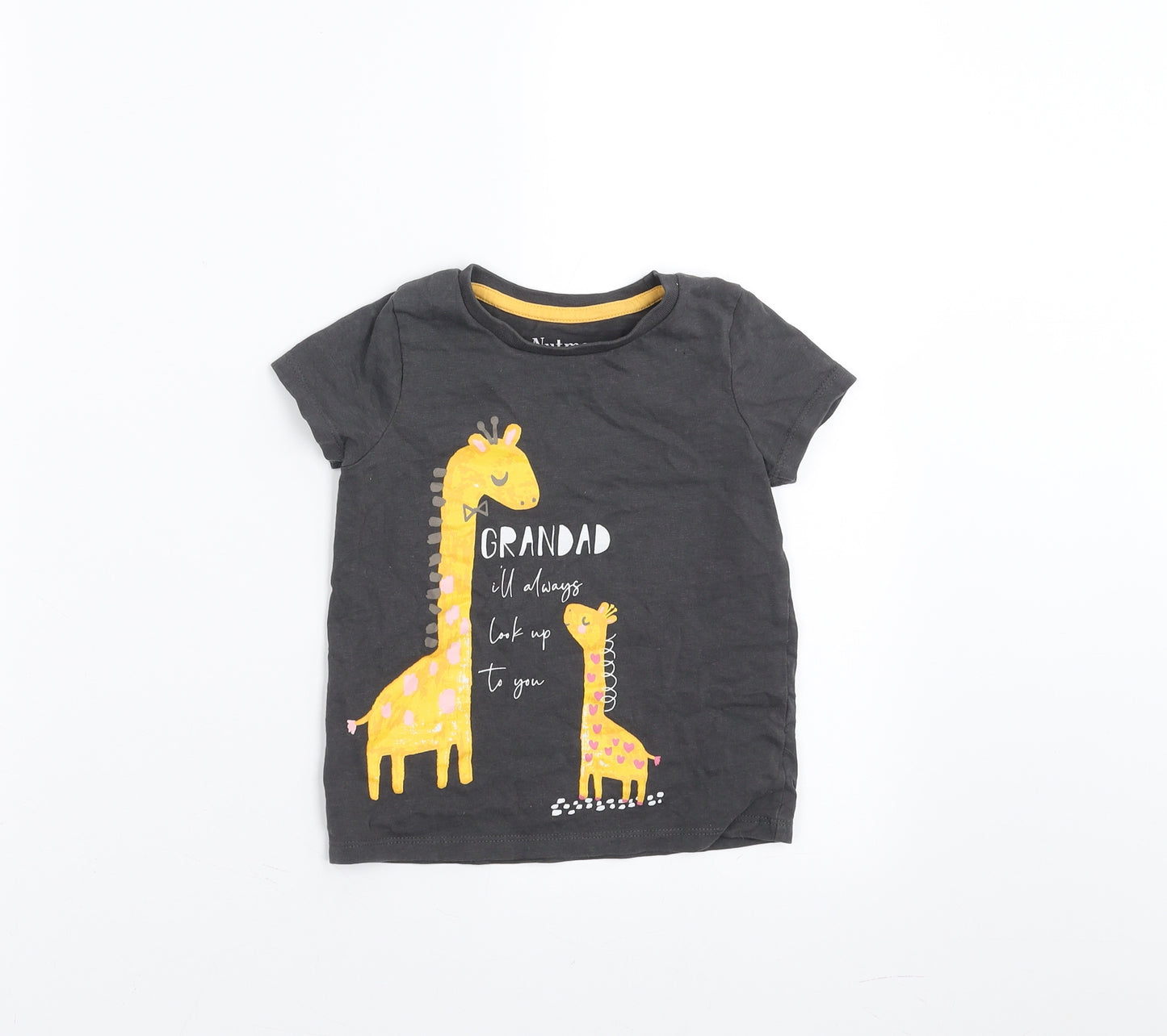Nutmeg Girls Grey   Basic T-Shirt Size 3-4 Years  - Giraffe