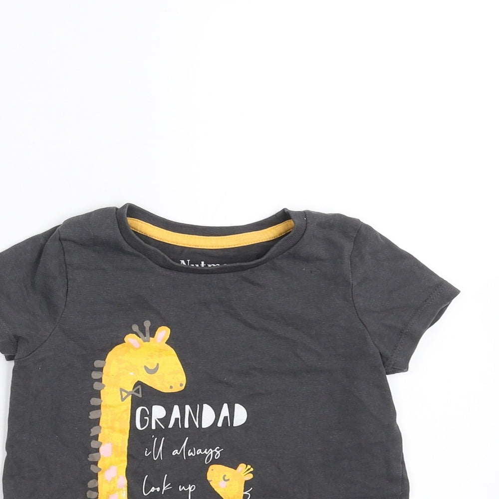 Nutmeg Girls Grey   Basic T-Shirt Size 3-4 Years  - Giraffe