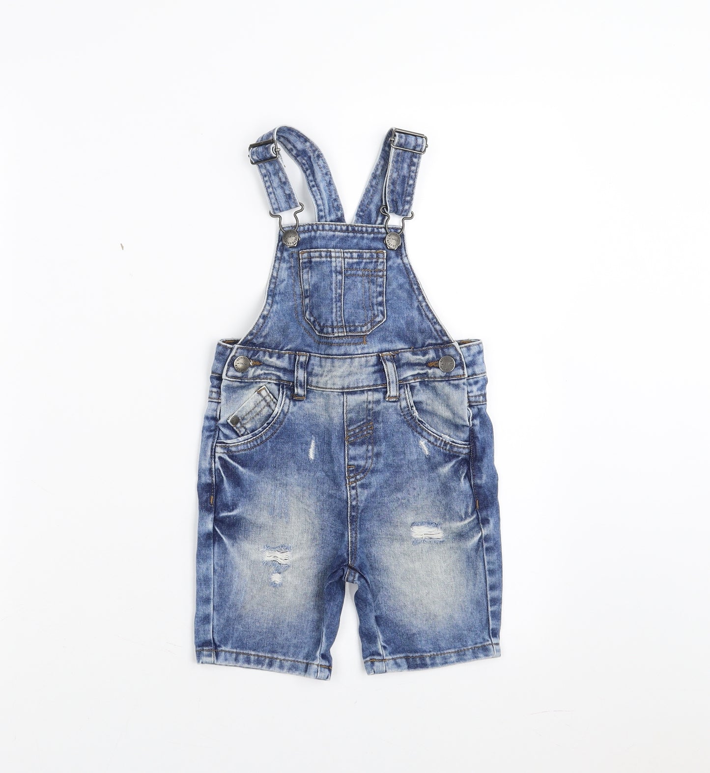 NEXT Boys Blue  Denim Dungarees Trousers Size 2-3 Years - Distressed