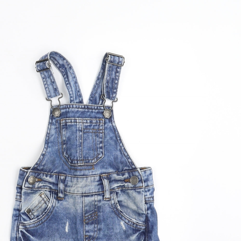 NEXT Boys Blue  Denim Dungarees Trousers Size 2-3 Years - Distressed