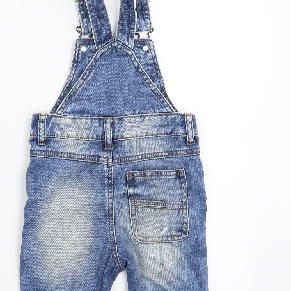 NEXT Boys Blue  Denim Dungarees Trousers Size 2-3 Years - Distressed