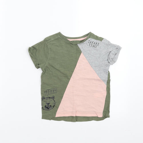 George Girls Green   Basic T-Shirt Size 2-3 Years  - safari time