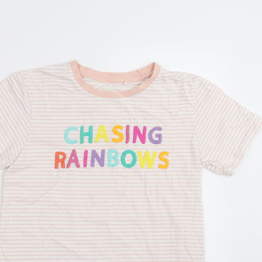 Mountain Warehouse Girls Pink Striped  Basic T-Shirt Size 11-12 Years  - chasing rainbows