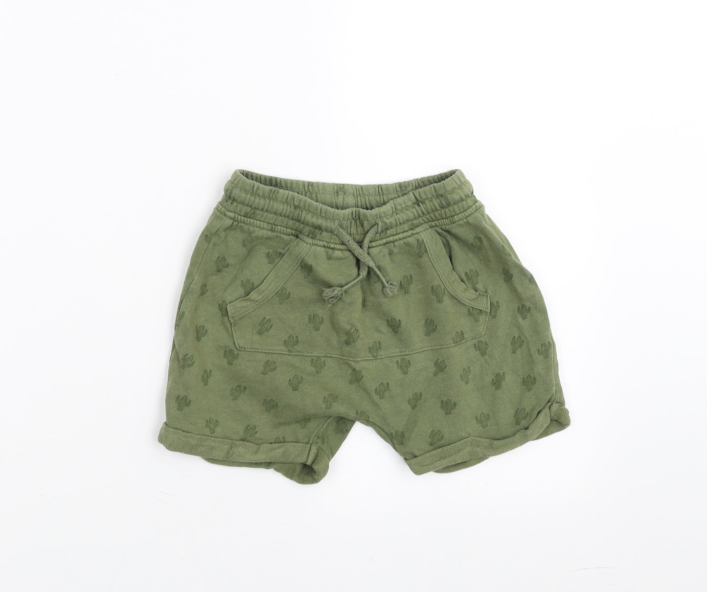 George Boys Green   Sweat Shorts Size 3-4 Years - Cactus Print