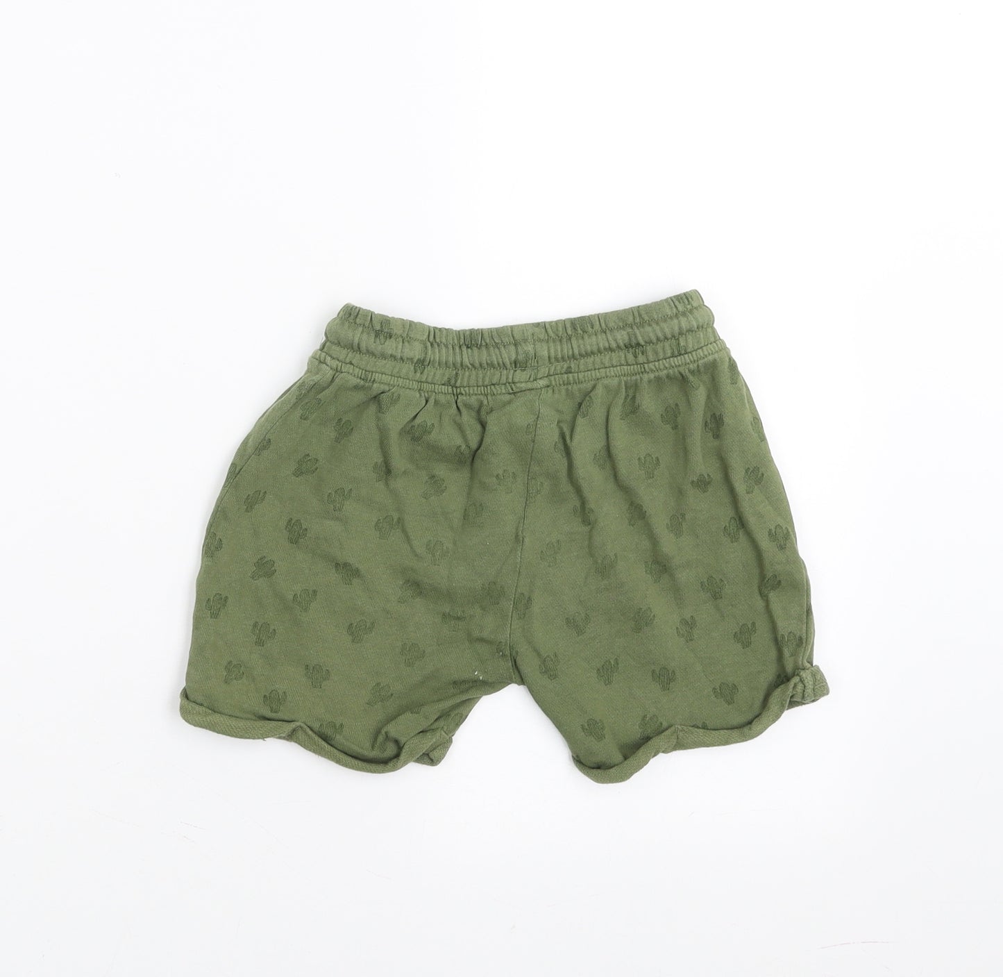 George Boys Green   Sweat Shorts Size 3-4 Years - Cactus Print
