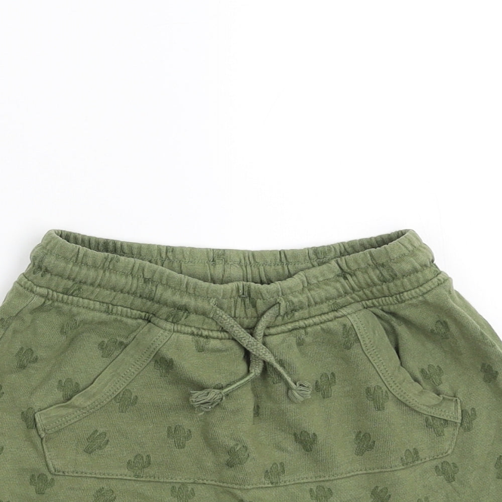 George Boys Green   Sweat Shorts Size 3-4 Years - Cactus Print