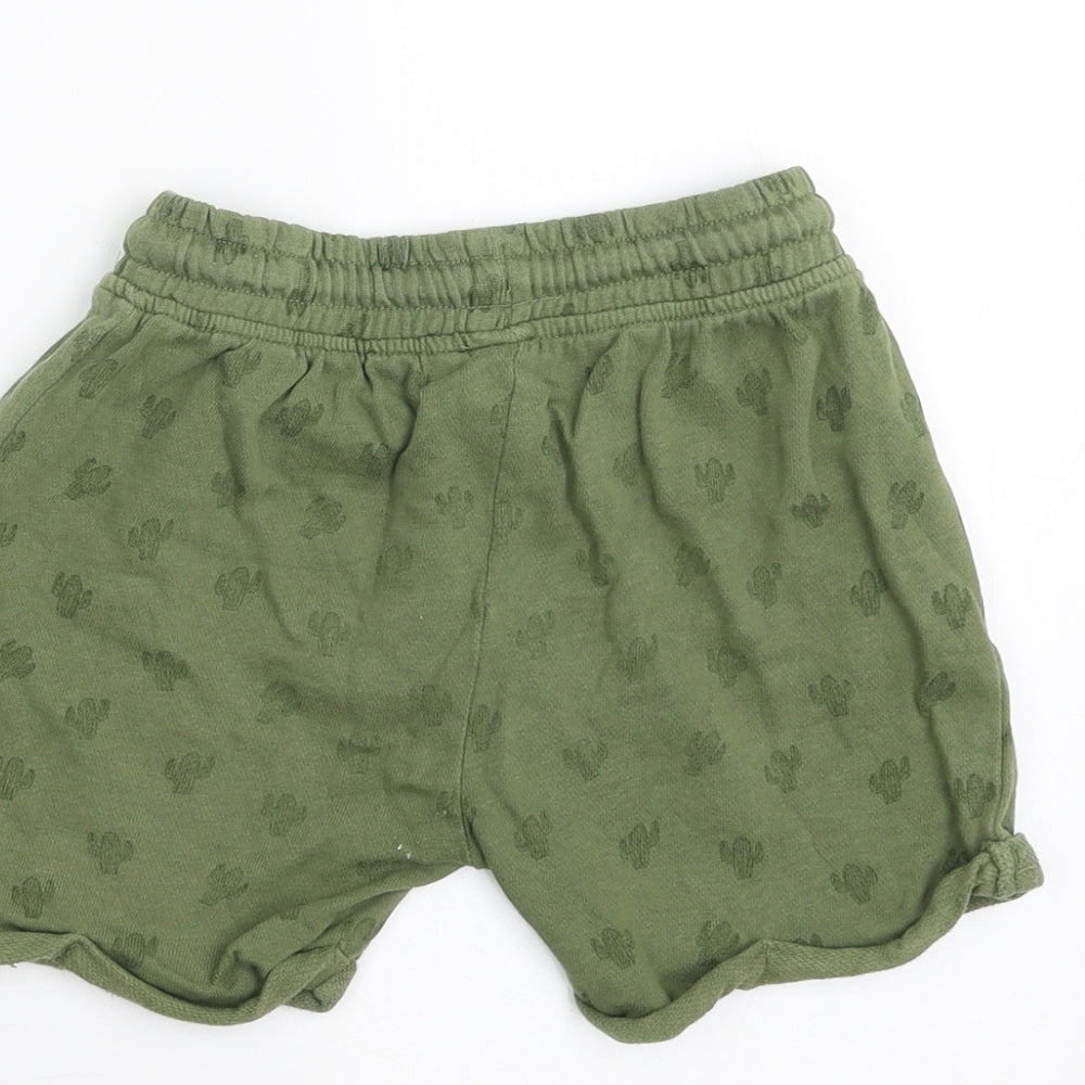 George Boys Green   Sweat Shorts Size 3-4 Years - Cactus Print