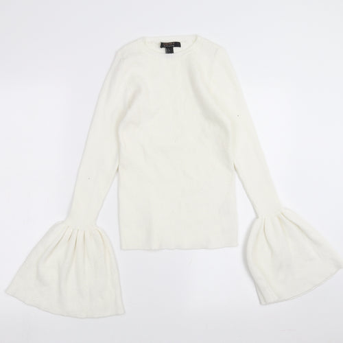 FOREVER 21 Womens White   Pullover Jumper Size L  - flared sleeves