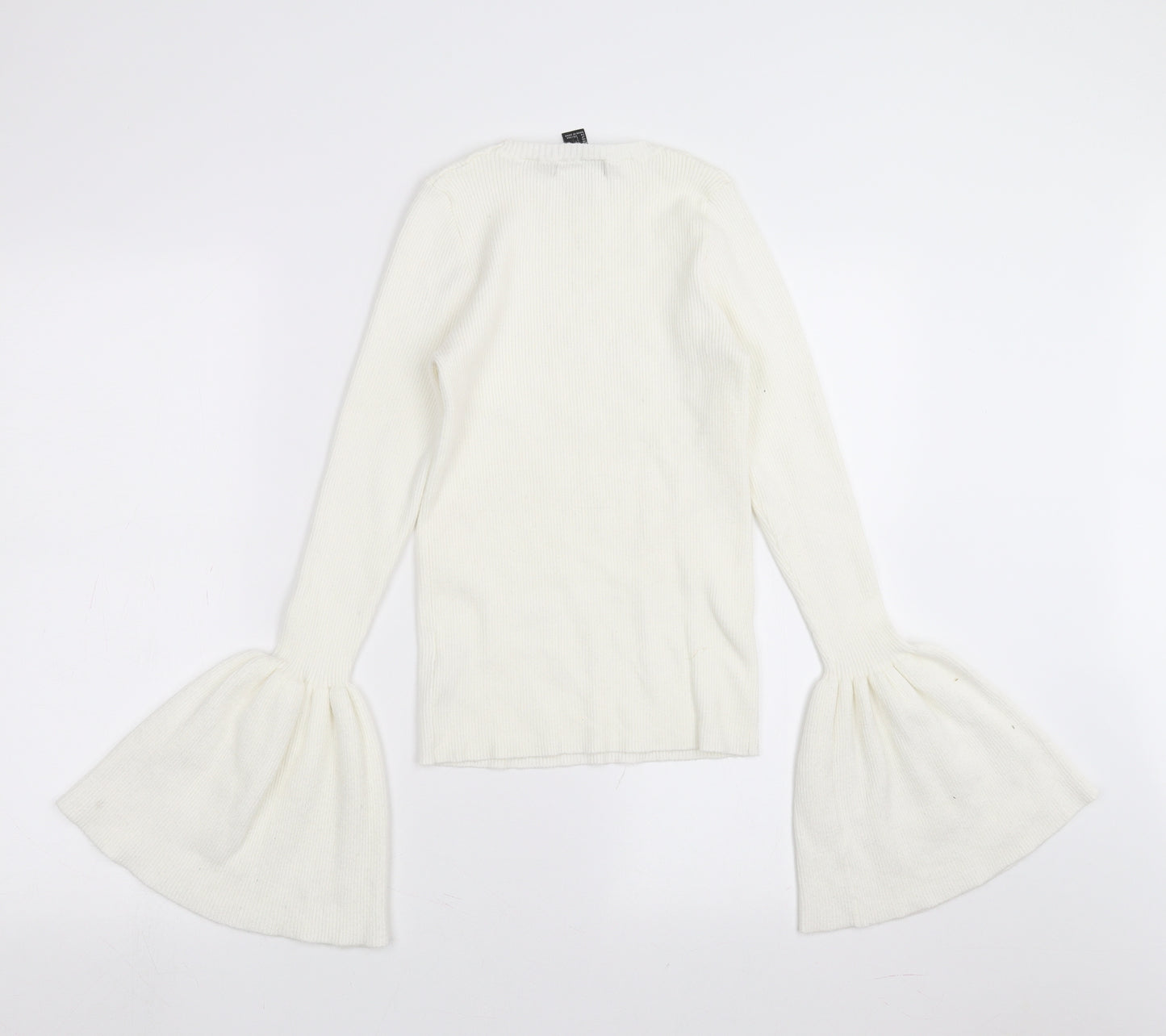 FOREVER 21 Womens White   Pullover Jumper Size L  - flared sleeves