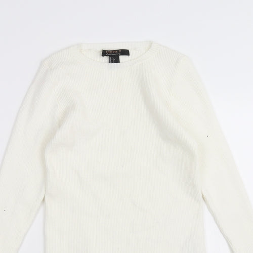 FOREVER 21 Womens White   Pullover Jumper Size L  - flared sleeves