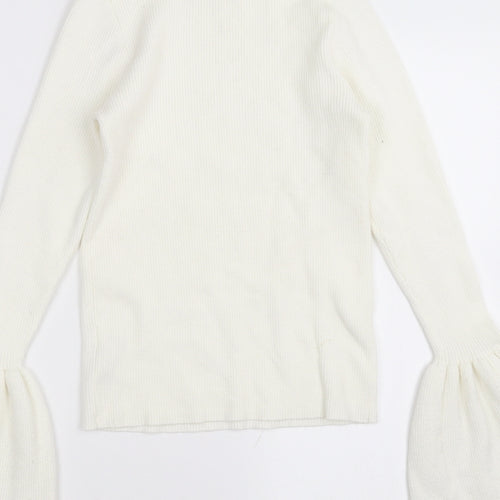 FOREVER 21 Womens White   Pullover Jumper Size L  - flared sleeves