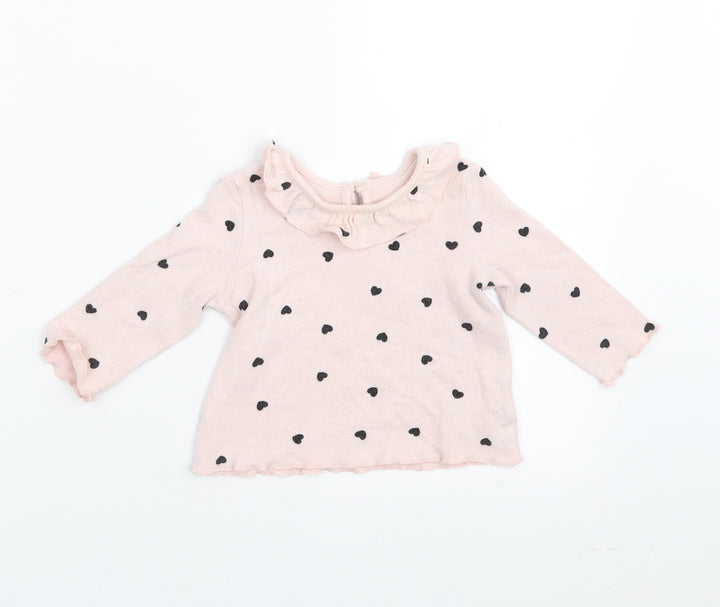 Matalan Girls Pink Pullover Jumper Size 3-6 Months - heart pattern