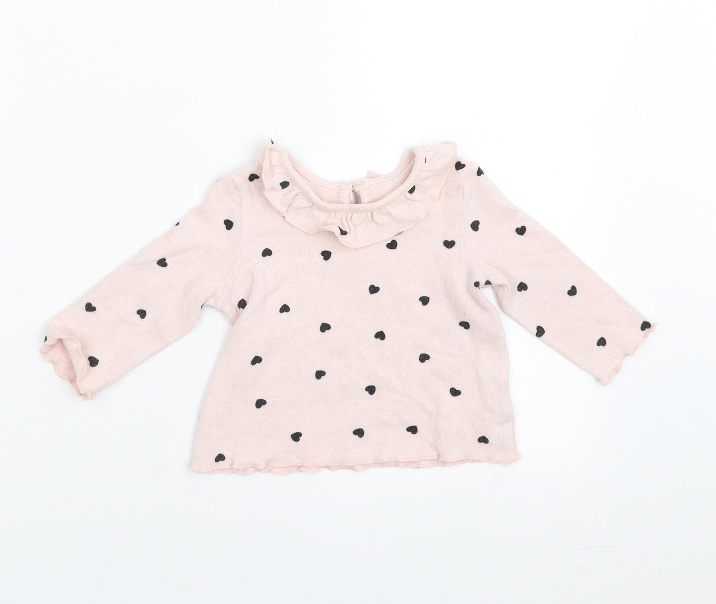 Matalan Girls Pink   Pullover Jumper Size 3-6 Months  - heart pattern
