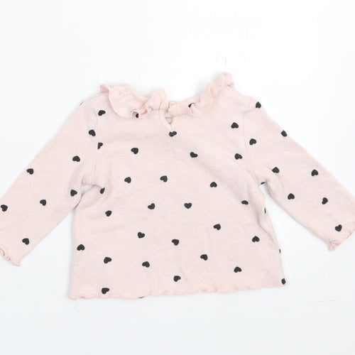 Matalan Girls Pink   Pullover Jumper Size 3-6 Months  - heart pattern