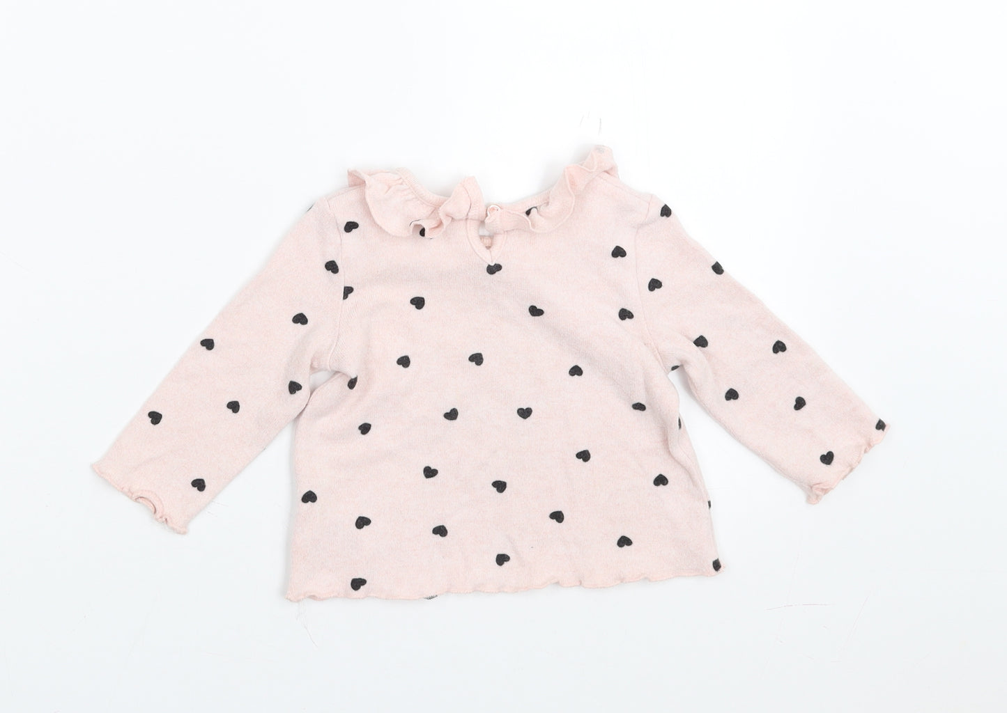 Matalan Girls Pink   Pullover Jumper Size 3-6 Months  - heart pattern